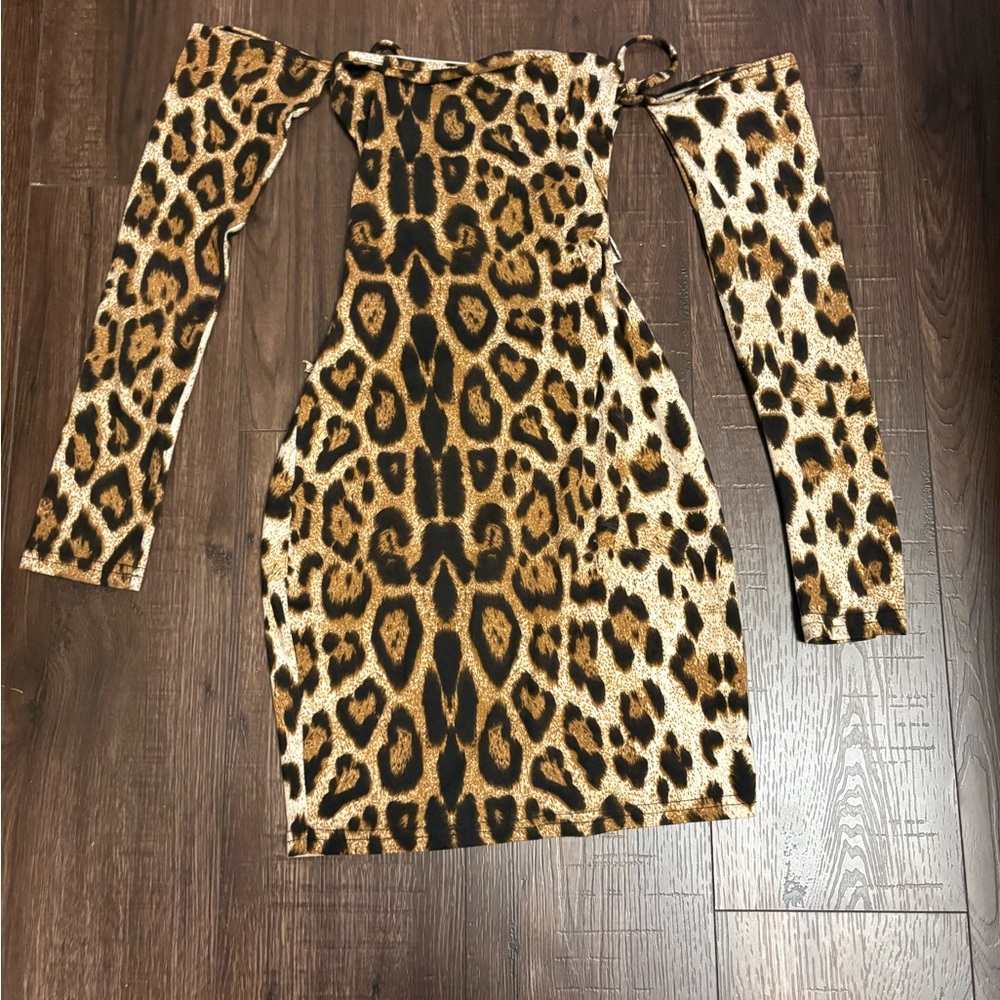 Leopard Print Off-Shoulder Dress